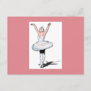 Carte Postale Danseuse de ballet rose et blanc Ballerine Fille