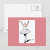 Carte Postale Danseuse de ballet rose et blanche (Devant / Derrière)