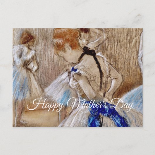 Carte Postale Danseuse de Degas avec ruban bleu (Devant)