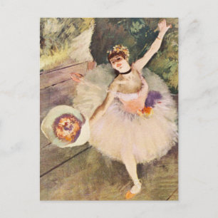 Carte Postale Danseuse de Degas avec un bouquet de fleurs