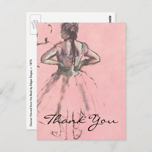 Carte Postale Danseuse de Degas vue de l'arrière (Devant / Derrière)