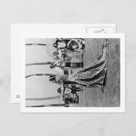 Carte Postale Danseuse de hula Holoku avec photographie d'orches (Devant / Derrière)