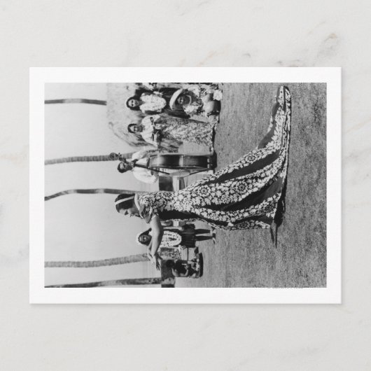 Carte Postale Danseuse de hula Holoku avec photographie d'orches (Devant)