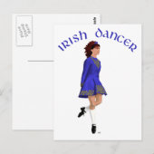 Carte Postale Danseuse de step irlandais - Bleu (Devant / Derrière)