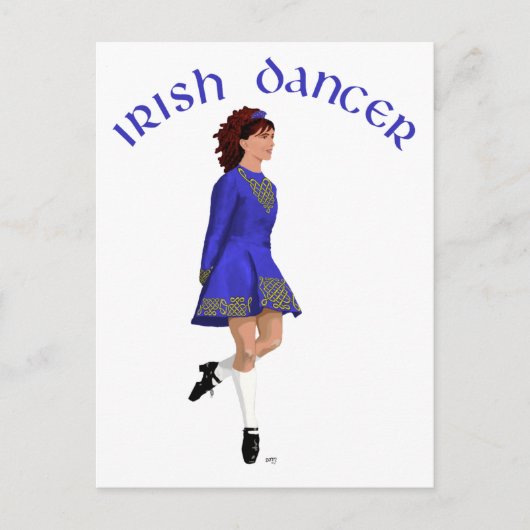 Carte Postale Danseuse de step irlandais - Bleu (Devant)