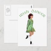 Carte Postale Danseuse de step irlandais - Vert (Devant / Derrière)