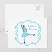 Carte Postale Danseuse des Highlands écossais Nœud celtique Turq (Devant / Derrière)
