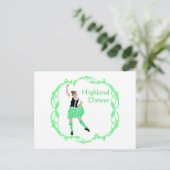 Carte Postale Danseuse des Highlands écossais Nœud celtique Vert (Debout devant)