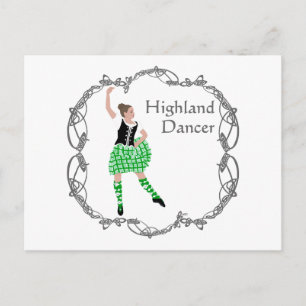 Carte Postale Danseuse des Highlands écossais Nœud celtique Vert