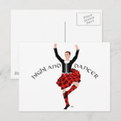 Carte Postale Danseuse des Highlands écossaise rouge et noir (Devant / Derrière)