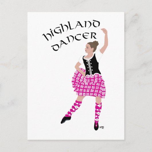 Carte Postale Danseuse des Highlands Rose (Devant)