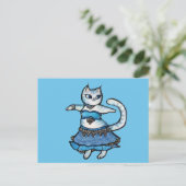 Carte Postale Danseuse du ventre au chat gris (Debout devant)