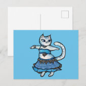 Carte Postale Danseuse du ventre au chat gris (Devant / Derrière)
