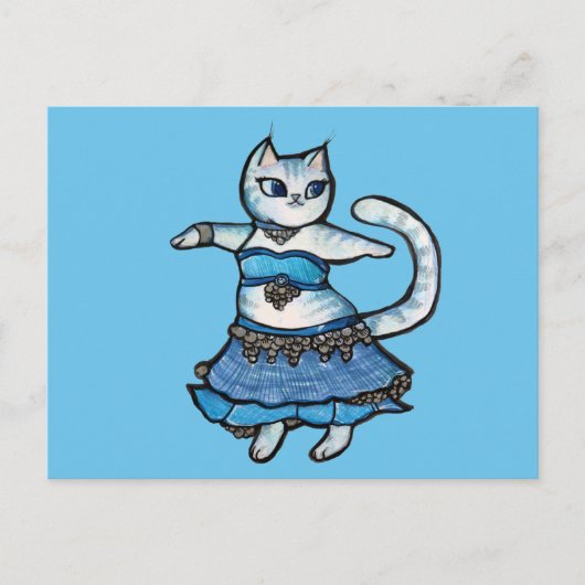 Carte Postale Danseuse du ventre au chat gris (Devant)