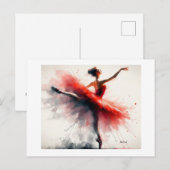 Carte Postale Danseuse en robe rouge, (Devant / Derrière)