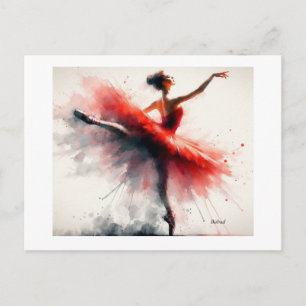Carte Postale Danseuse en robe rouge,