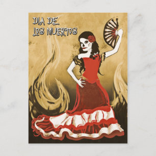 Carte Postale danseuse espagnole dia de los muertos