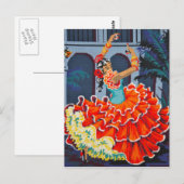 Carte Postale Danseuse flamenco en carton couleur (Devant / Derrière)