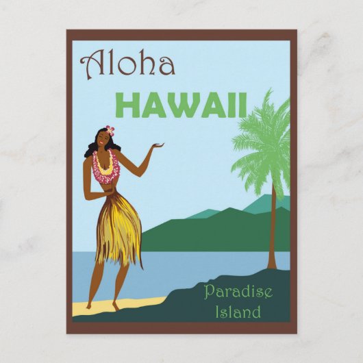 Carte Postale Danseuse Hula Hawaii Aloha Voyage Vintage (Devant)
