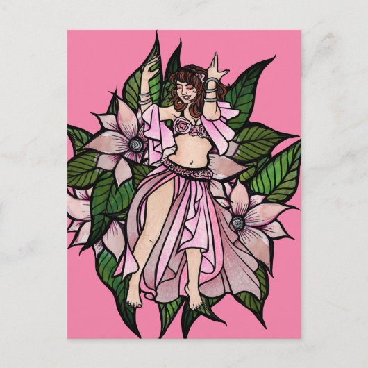Carte Postale Danseuse orientale rose Shimmy (Devant)