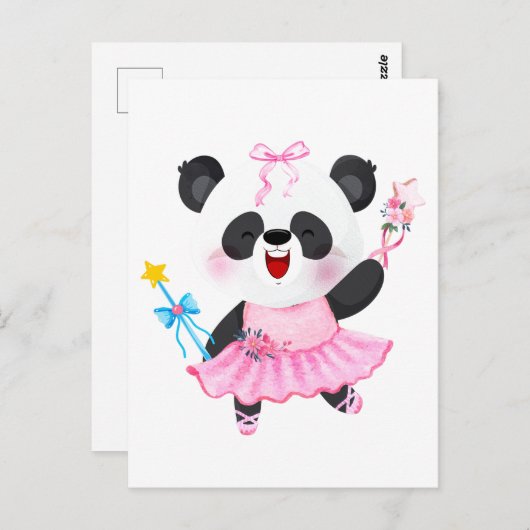 Carte Postale Danseuse Panda Amoureux des Animaux Fille (Devant / Derrière)
