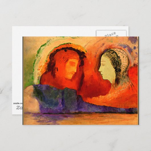 Carte Postale Dante et Beatrice, œuvre d'art par Odilon Redon (Devant / Derrière)
