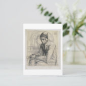 Carte Postale Dante in Meditation Holding a Pomegranate, c.1852 (Debout devant)