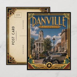 Carte Postale Danville Kentucky Art Déco vintage de l'âge d'or