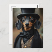 Carte Postale Dapper Dachshund dans l'élégante cour victorienne (Devant / Derrière)