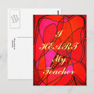 Carte postale d'appréciation "I Heart My Teacher"