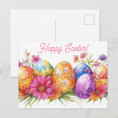 Carte postale d'Aquarell Oster colorée avec fleurs (Devant / Derrière)