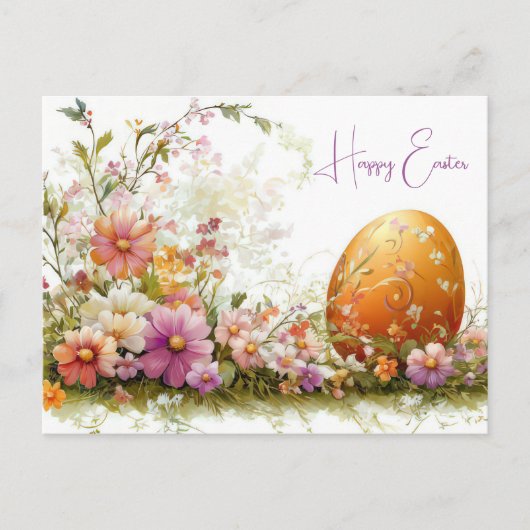 Carte postale d'Aquarell Oster colorée avec fleurs (Devant)