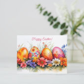 Carte postale d'Aquarell Oster colorée avec fleurs (Debout devant)