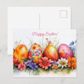 Carte postale d'Aquarell Oster colorée avec fleurs (Devant / Derrière)