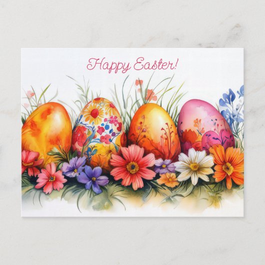 Carte postale d'Aquarell Oster colorée avec fleurs (Devant)