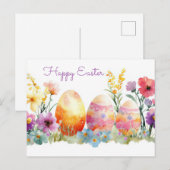 Carte postale d'Aquarell Oster colorée avec fleurs (Devant / Derrière)