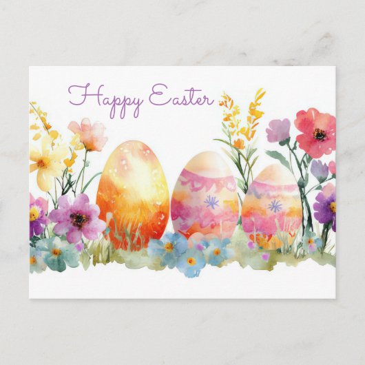 Carte postale d'Aquarell Oster colorée avec fleurs (Devant)