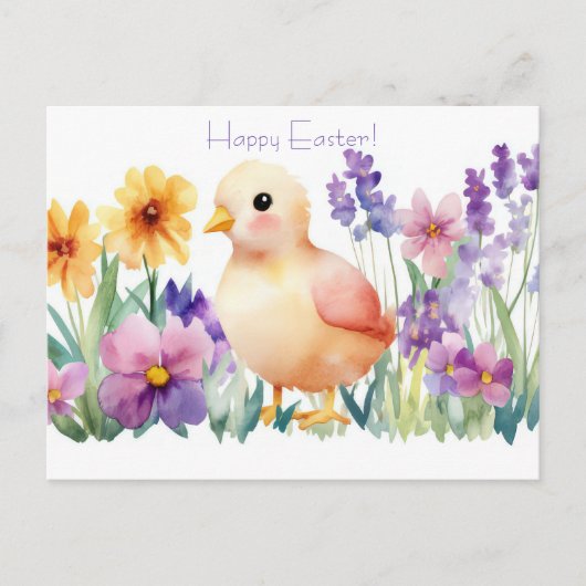 Carte postale d'Aquarell Oster colorée avec fleurs (Devant)