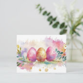 Carte postale d'Aquarell Oster colorée avec fleurs (Debout devant)