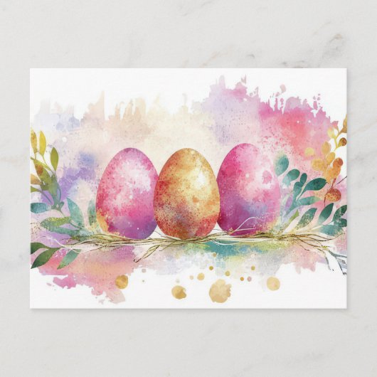 Carte postale d'Aquarell Oster colorée avec fleurs (Devant)