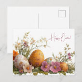 Carte postale d'Aquarell Oster colorée avec fleurs (Devant / Derrière)