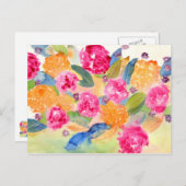 Carte postale d'aquarelle florale (Devant / Derrière)