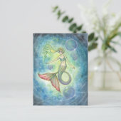 Carte postale d'aquarelle Mermaid Art par Molly Ha (Debout devant)