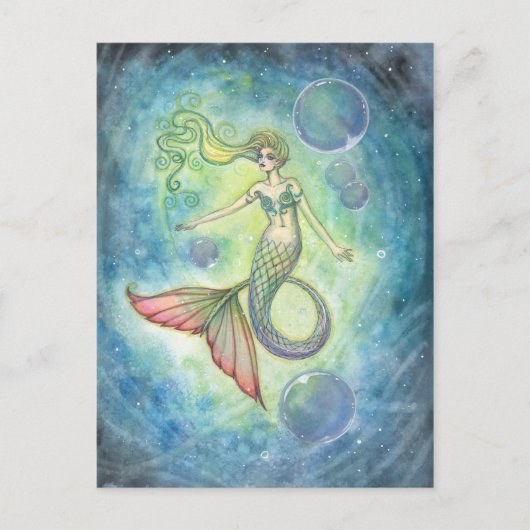 Carte postale d'aquarelle Mermaid Art par Molly Ha (Devant)