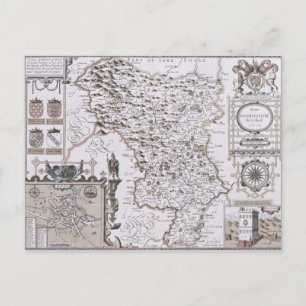 Carte Postale Darbieshire, gravée par Jodocus Hondius