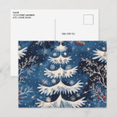 Carte postale d'arbre de Noël bleu blanc (Devant / Derrière)