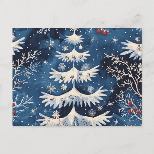 Carte postale d'arbre de Noël bleu blanc (Devant)