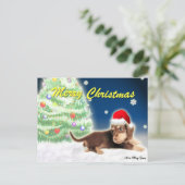 Carte postale d'arbre de Noël de teckel (Debout devant)