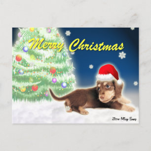 Carte postale d'arbre de Noël de teckel