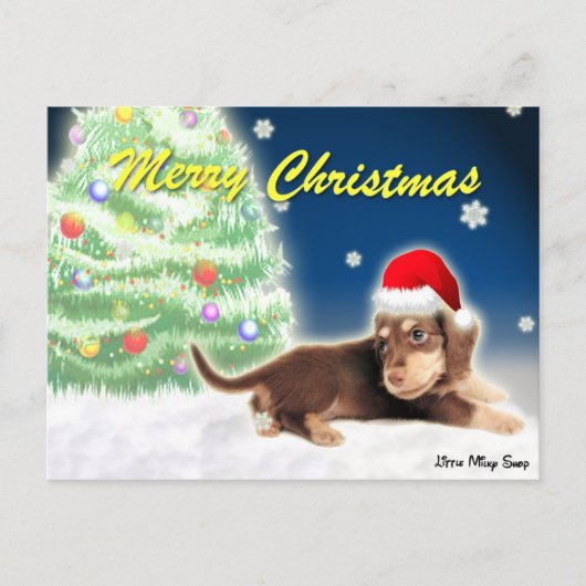 Carte postale d'arbre de Noël de teckel (Devant)
